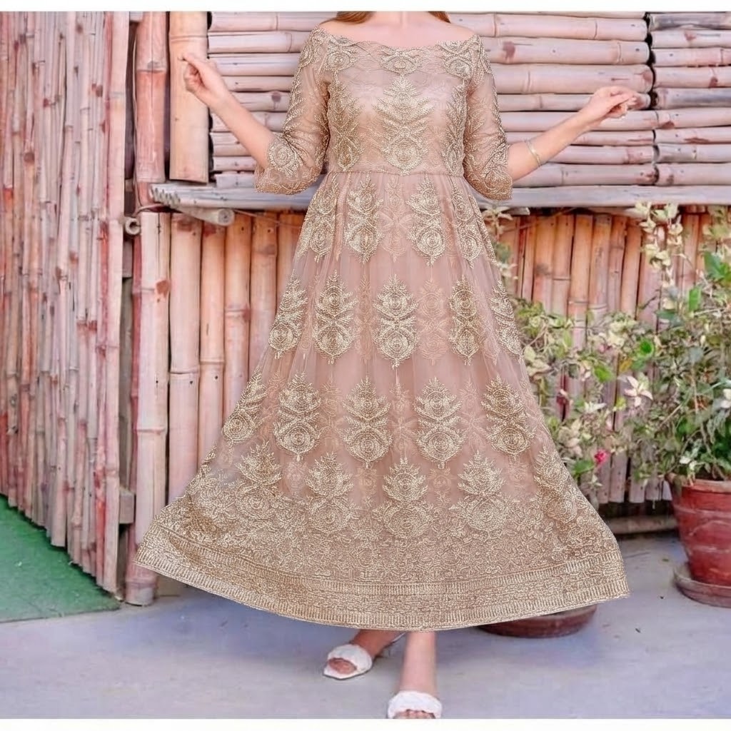 Imported Maxi with Thilla zarri embroidery Wedding and party wear