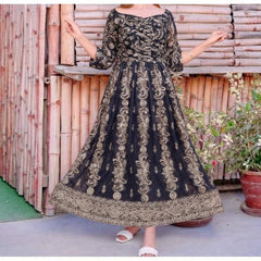 Imported Maxi with Thilla zarri embroidery Wedding and party wear