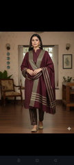 3PC Dress Multani Khaadi Sussi - MAROON LINING