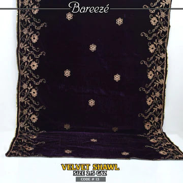 Embroidered Velvet Shaw  - S2