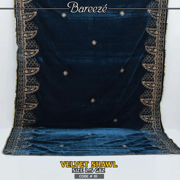 Embroidered Velvet Shaw  - S4