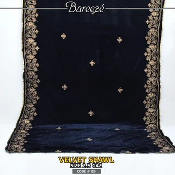 Embroidered Velvet Shaw  - S6