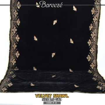 Embroidered Velvet Shaw  - S9