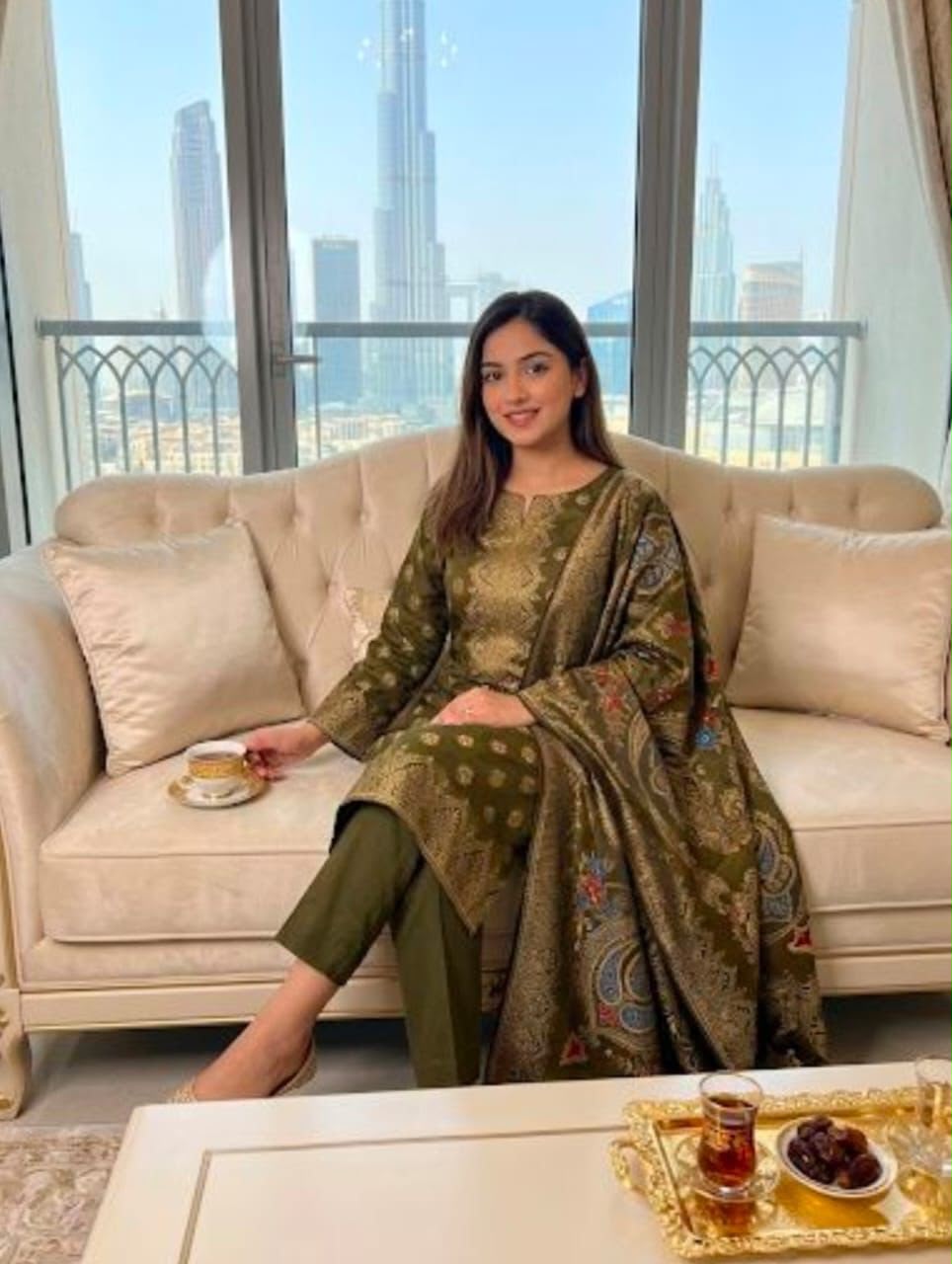 3PC KHAADI MARINA KASHMIRI JACQUARD BAROSHA